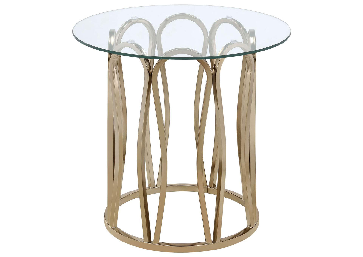 Monett Round Glass Top Side End Table Chocolate Chrome