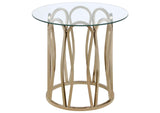 Monett Round Glass Top Side End Table Chocolate Chrome
