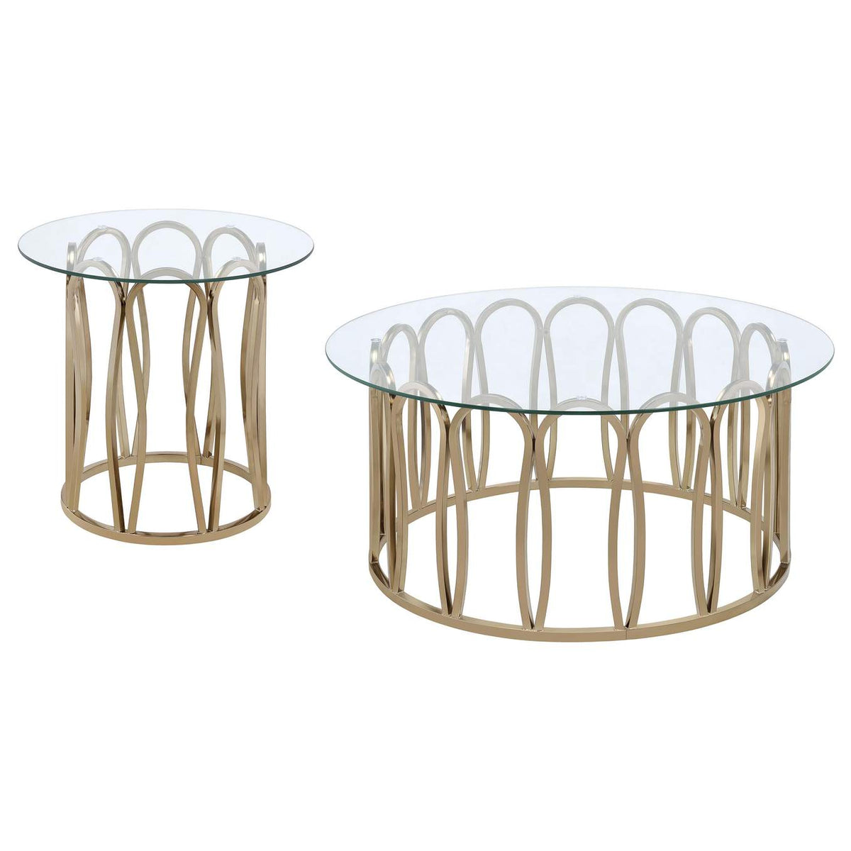 708058-S2 Monett 2-piece Coffee and End Table Set Chocolate Chrome