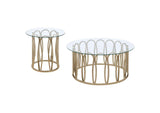 708058-S2 Monett 2-piece Coffee and End Table Set Chocolate Chrome