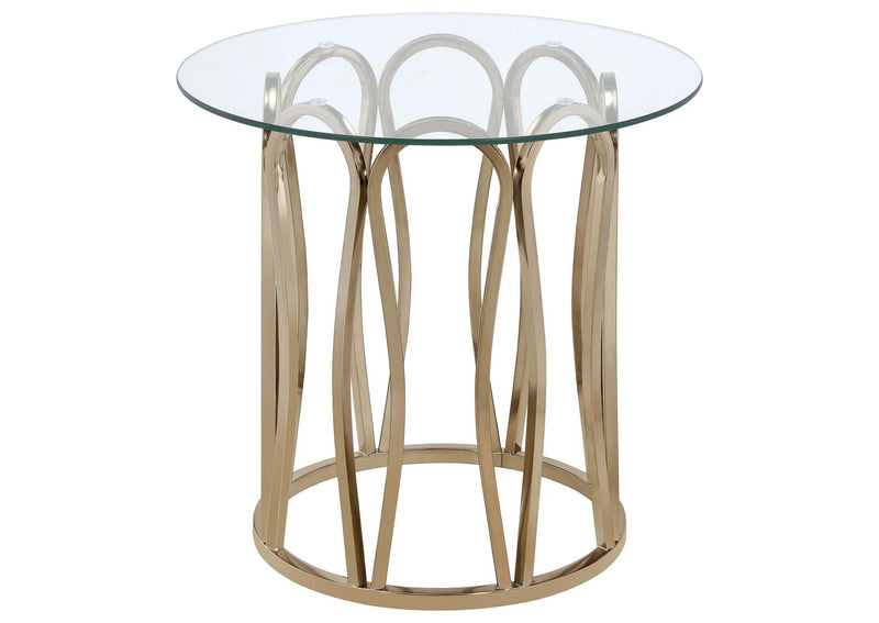 708058-S2 Monett 2-piece Coffee and End Table Set Chocolate Chrome