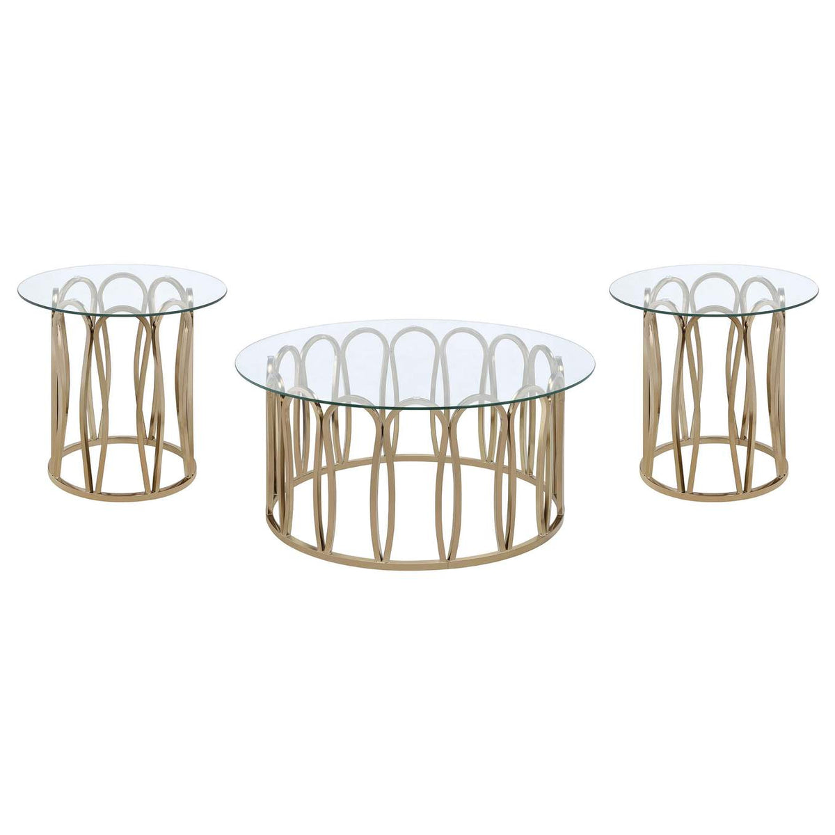 708058-S3 Monett 3-piece Coffee and End Table Set Chocolate Chrome