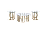 708058-S3 Monett 3-piece Coffee and End Table Set Chocolate Chrome