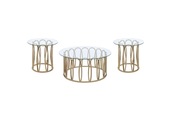 708058-S3 Monett 3-piece Coffee and End Table Set Chocolate Chrome