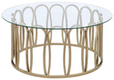 Monett Round Glass Top Coffee Table Chocolate Chrome