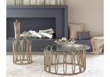 708058 Monett Round Glass Top Coffee Table Chocolate Chrome