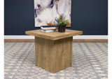 708067 Devar Square Engineered Wood End Table Mango Brown