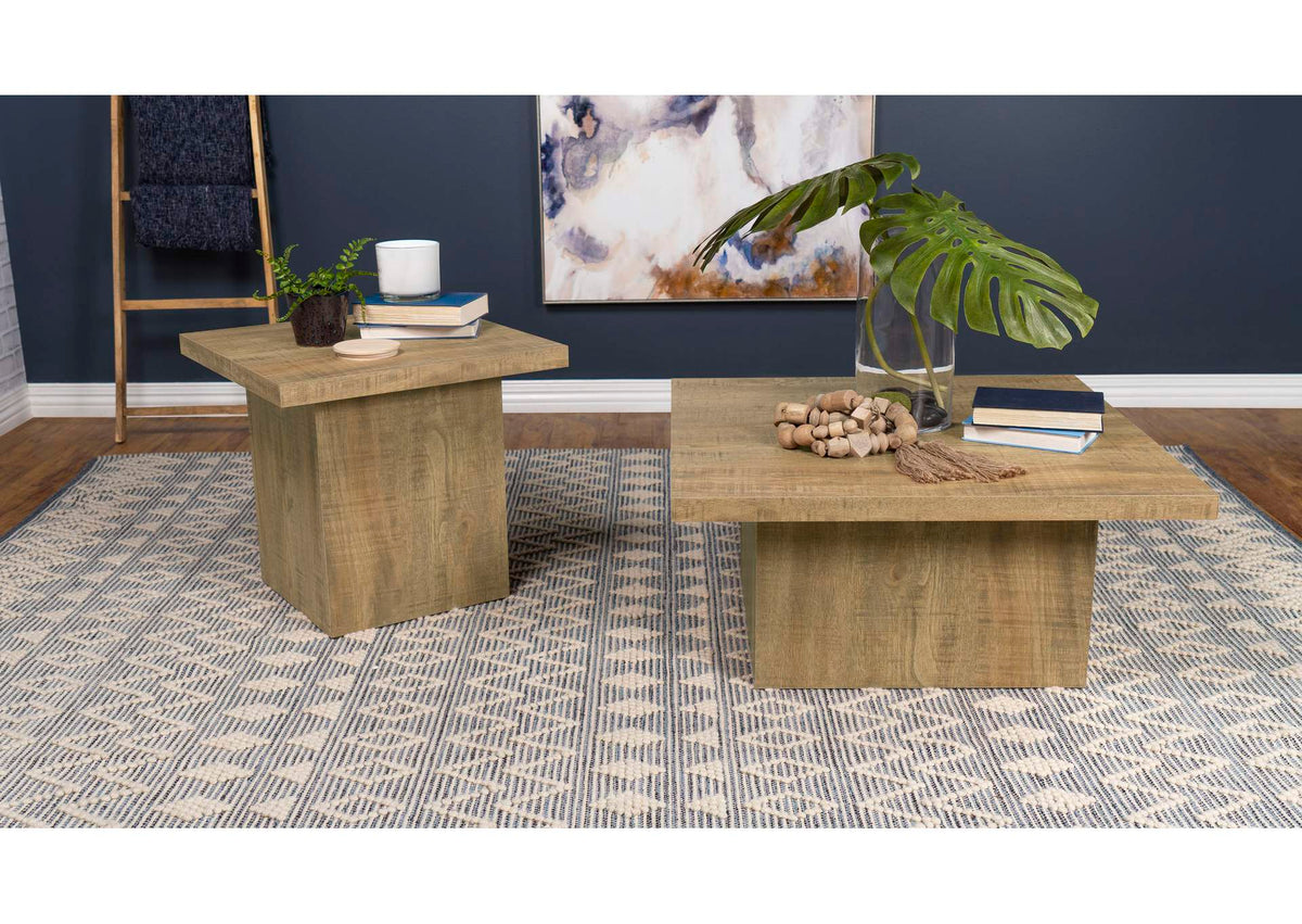 708068-S2 Devar 2-piece Square Coffee and End Table Set Mango