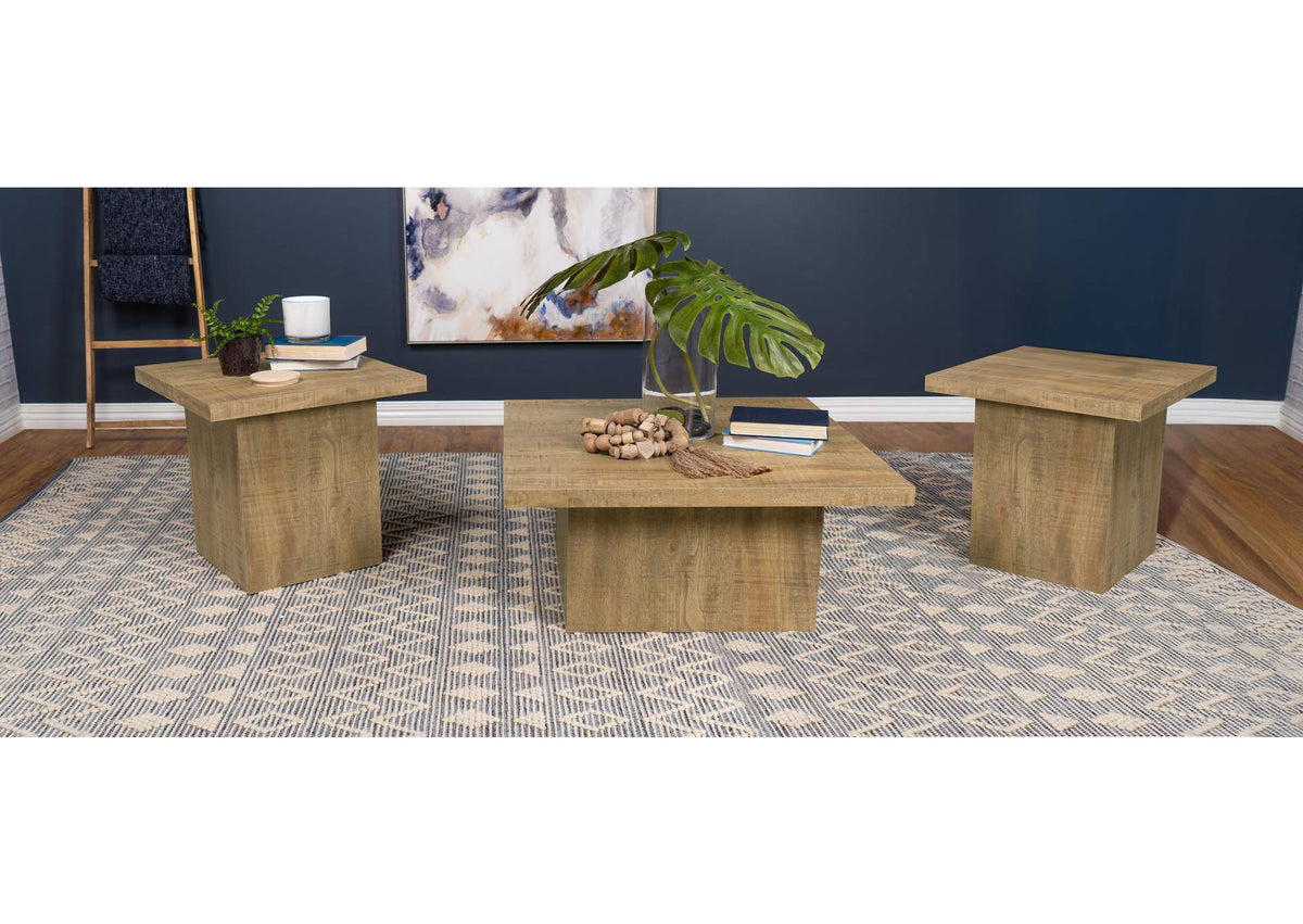 708068-S3 Devar 3-piece Square Coffee and End Table Set Mango