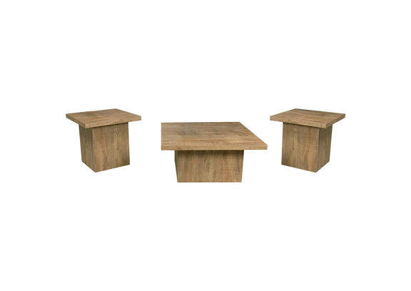 708068-S3 Devar 3-piece Square Coffee and End Table Set Mango