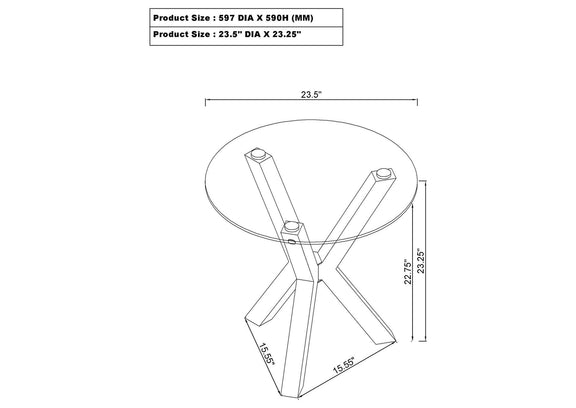 708127 Kenzie Round Tempered Glass Top End Side Table Chrome