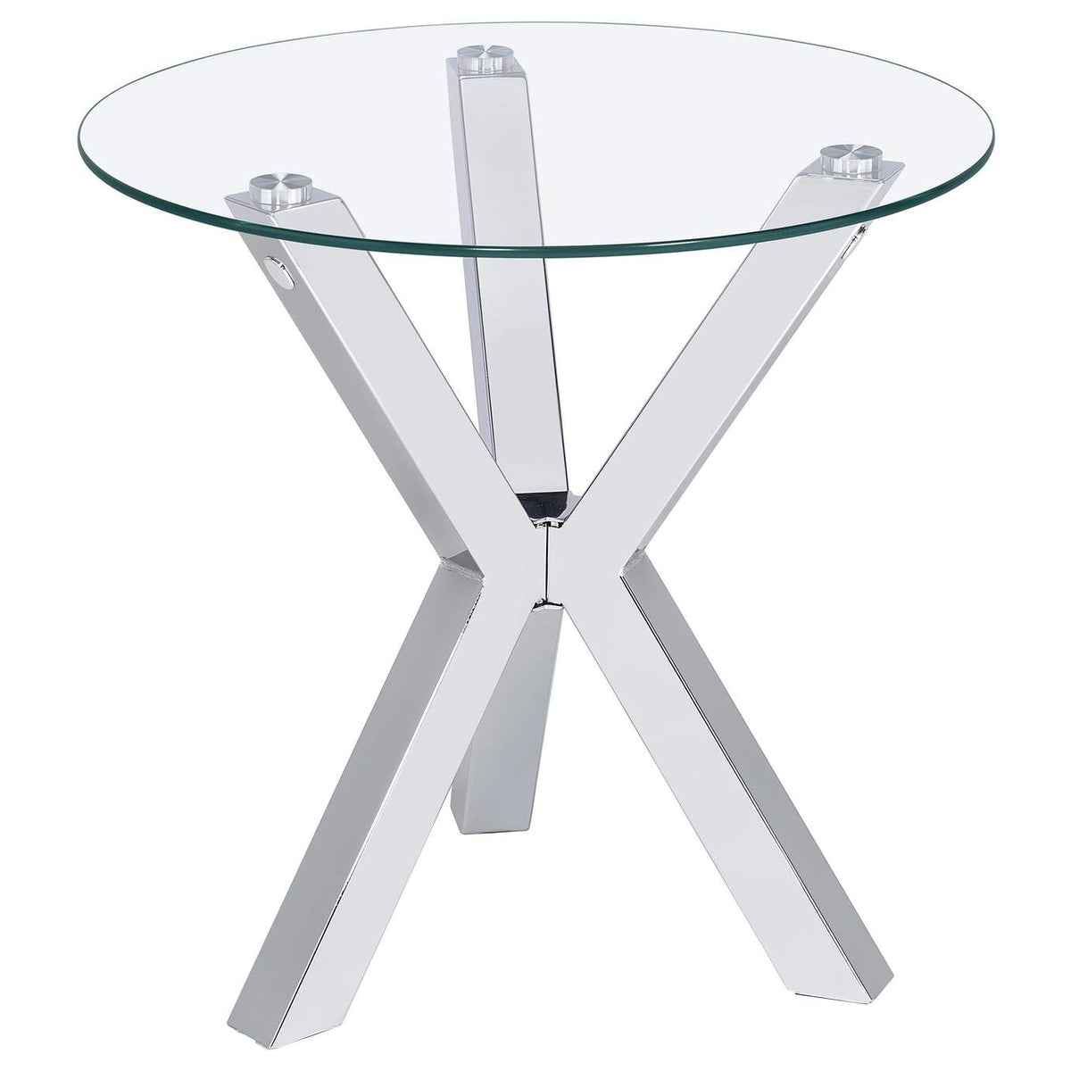 708128-S2 Kenzie 2-piece Round Coffee and End Table Set Chrome