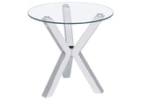 708128-S2 Kenzie 2-piece Round Coffee and End Table Set Chrome