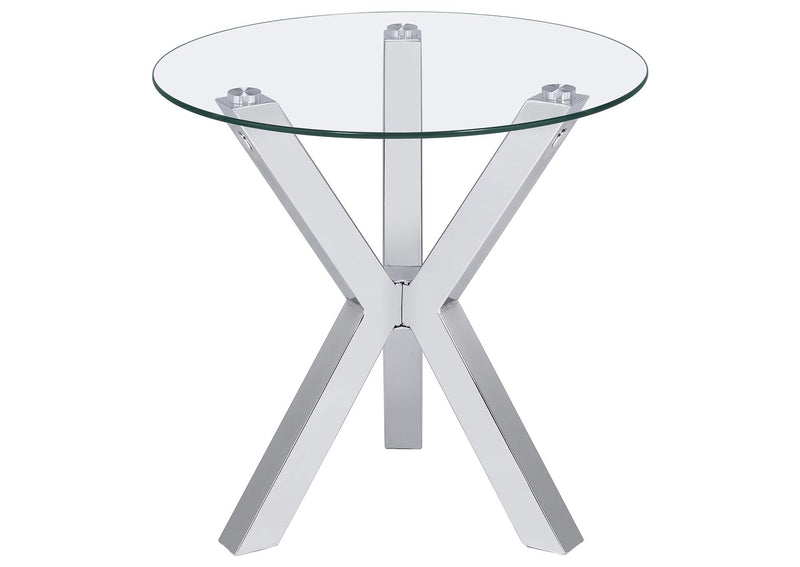 708128-S2 Kenzie 2-piece Round Coffee and End Table Set Chrome