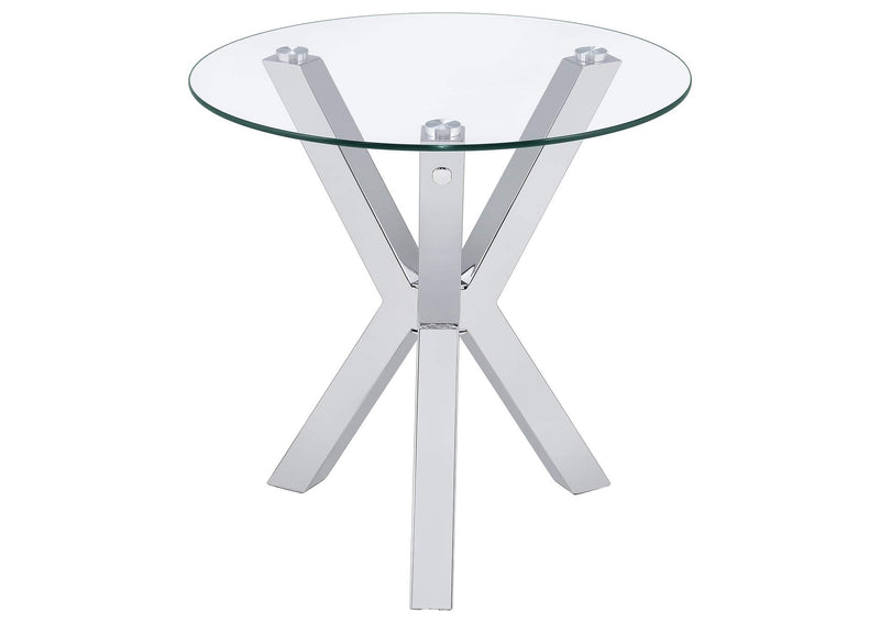 708128-S2 Kenzie 2-piece Round Coffee and End Table Set Chrome