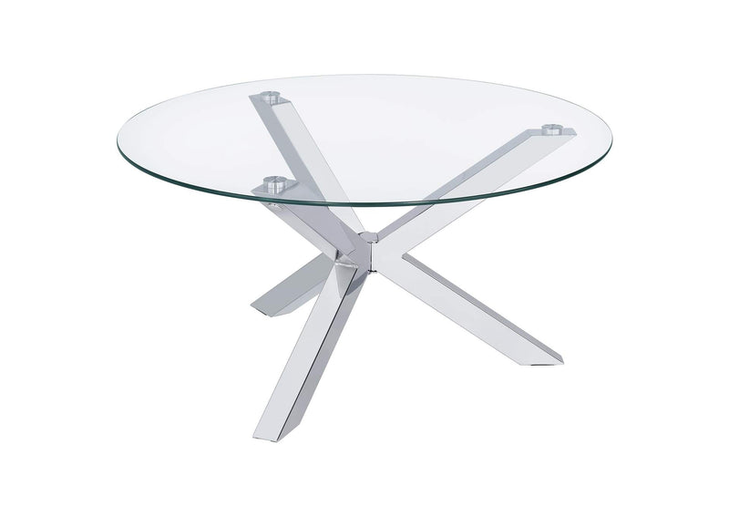 708128-S2 Kenzie 2-piece Round Coffee and End Table Set Chrome