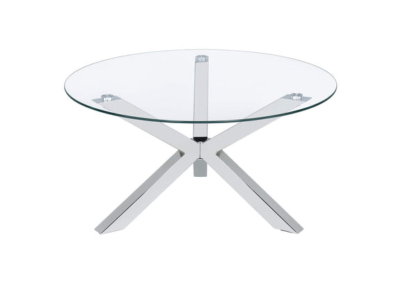 708128-S2 Kenzie 2-piece Round Coffee and End Table Set Chrome