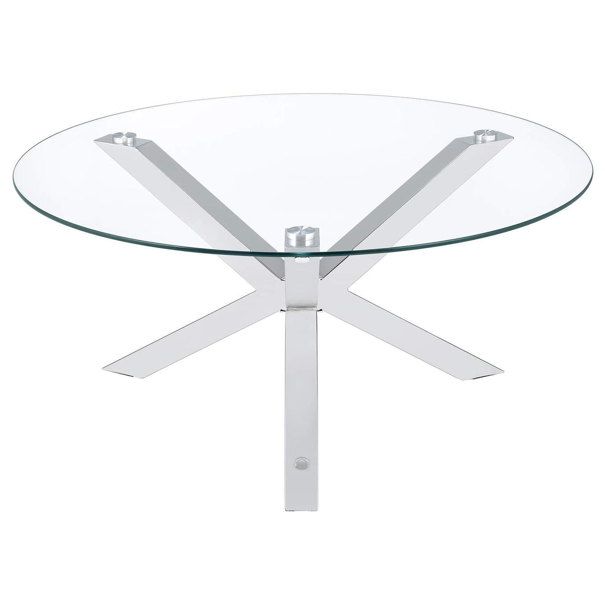 708128-S2 Kenzie 2-piece Round Coffee and End Table Set Chrome