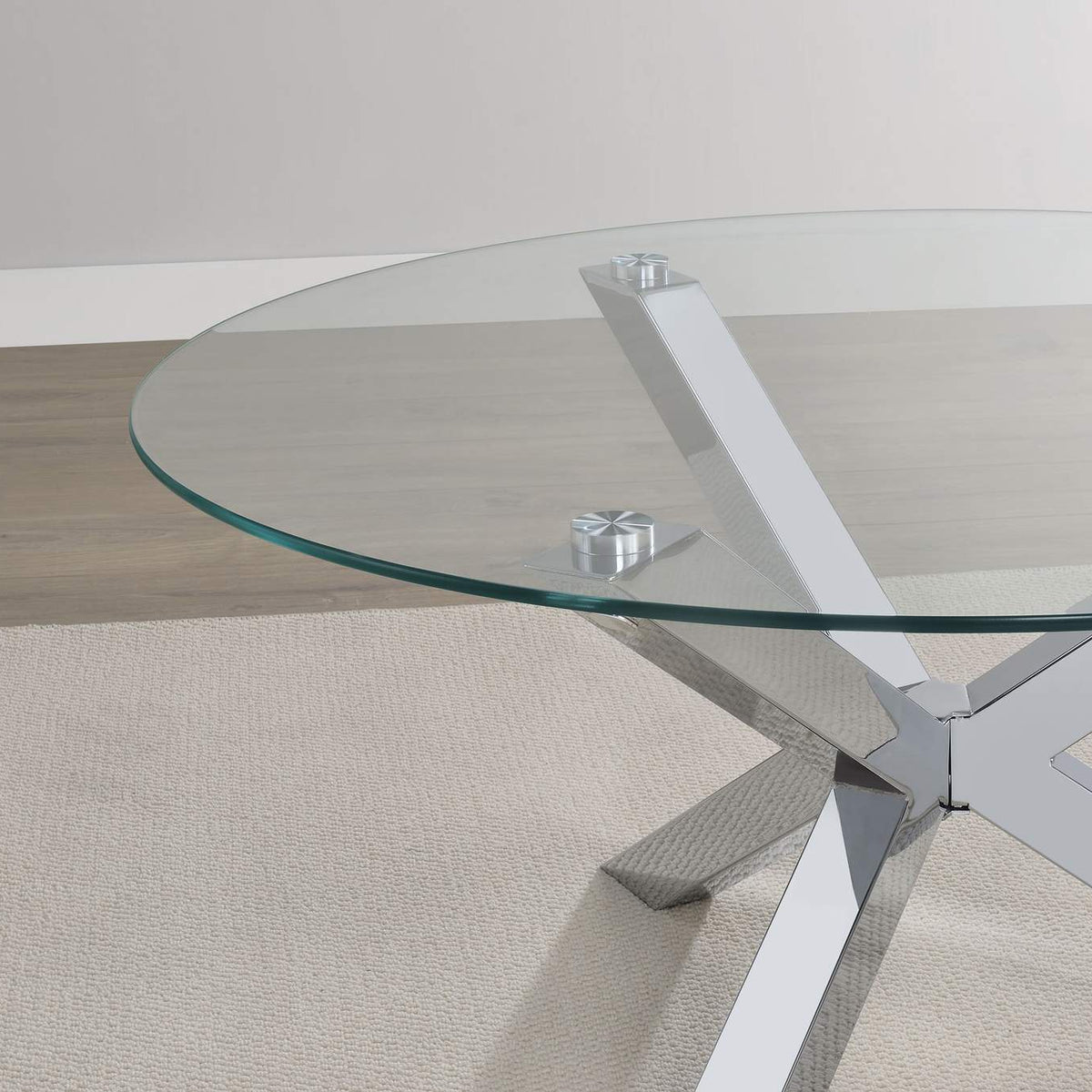 708128-S2 Kenzie 2-piece Round Coffee and End Table Set Chrome