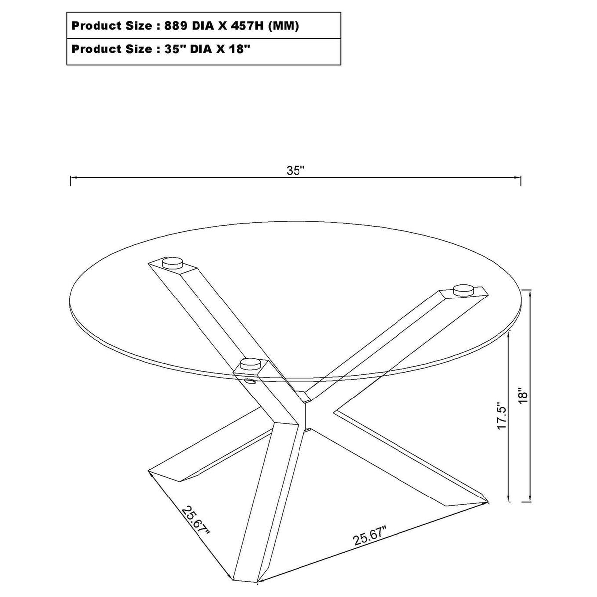 708128-S2 Kenzie 2-piece Round Coffee and End Table Set Chrome