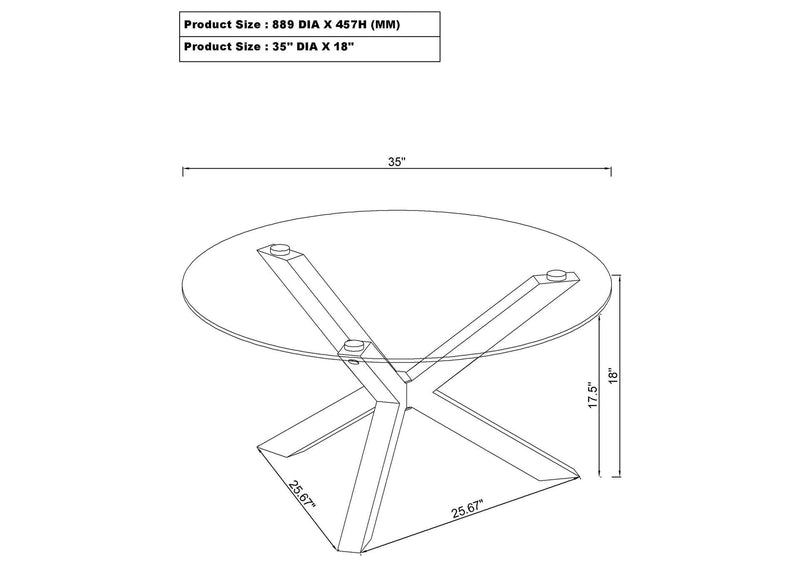 708128-S2 Kenzie 2-piece Round Coffee and End Table Set Chrome
