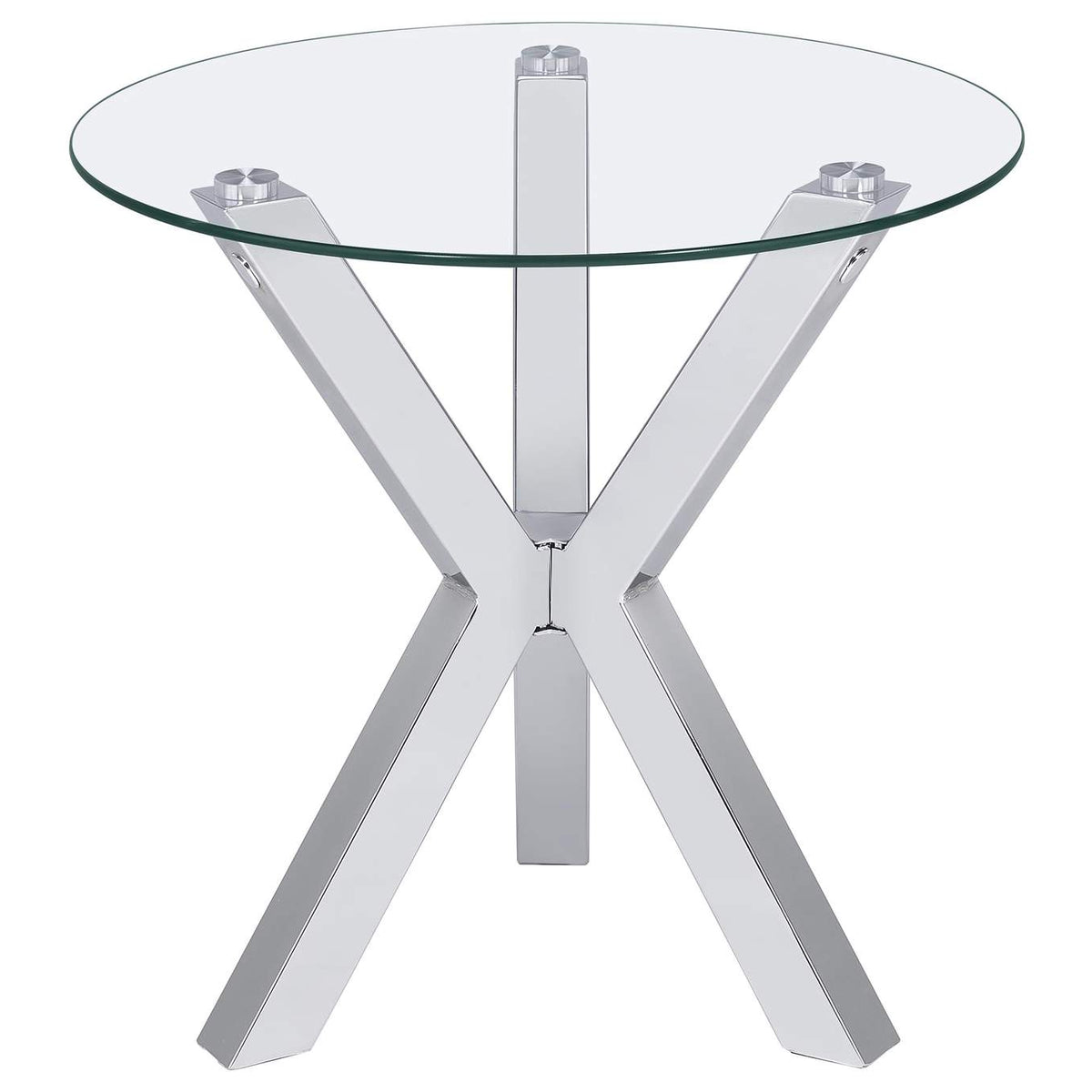 708128-S3 Kenzie 3-piece Round Coffee and End Table Set Chrome