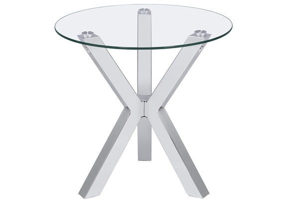 708128-S3 Kenzie 3-piece Round Coffee and End Table Set Chrome