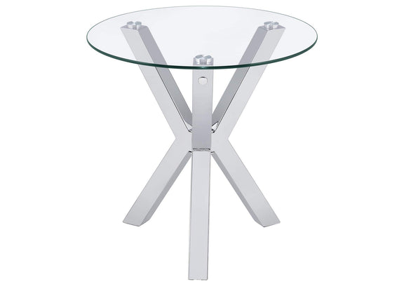 708128-S3 Kenzie 3-piece Round Coffee and End Table Set Chrome