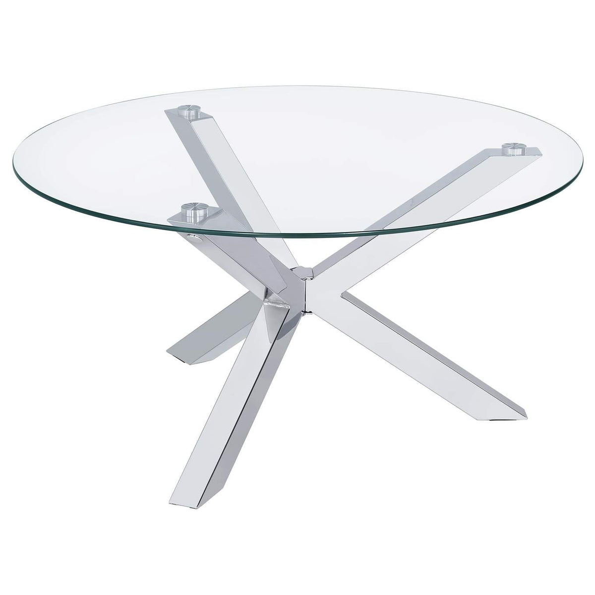 708128-S3 Kenzie 3-piece Round Coffee and End Table Set Chrome