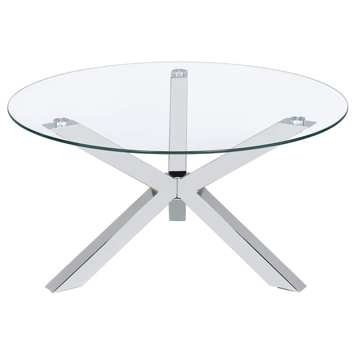 708128-S3 Kenzie 3-piece Round Coffee and End Table Set Chrome