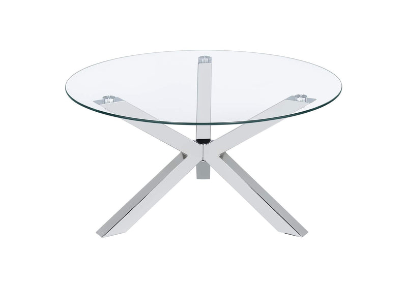 708128-S3 Kenzie 3-piece Round Coffee and End Table Set Chrome