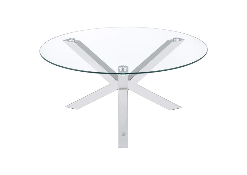 708128-S3 Kenzie 3-piece Round Coffee and End Table Set Chrome