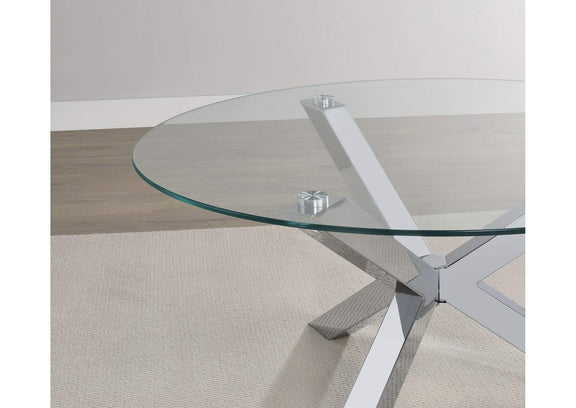708128-S3 Kenzie 3-piece Round Coffee and End Table Set Chrome