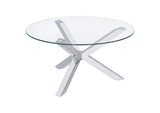 708128 Kenzie Round Tempered Glass Top Cocktail Coffee Table Chrome