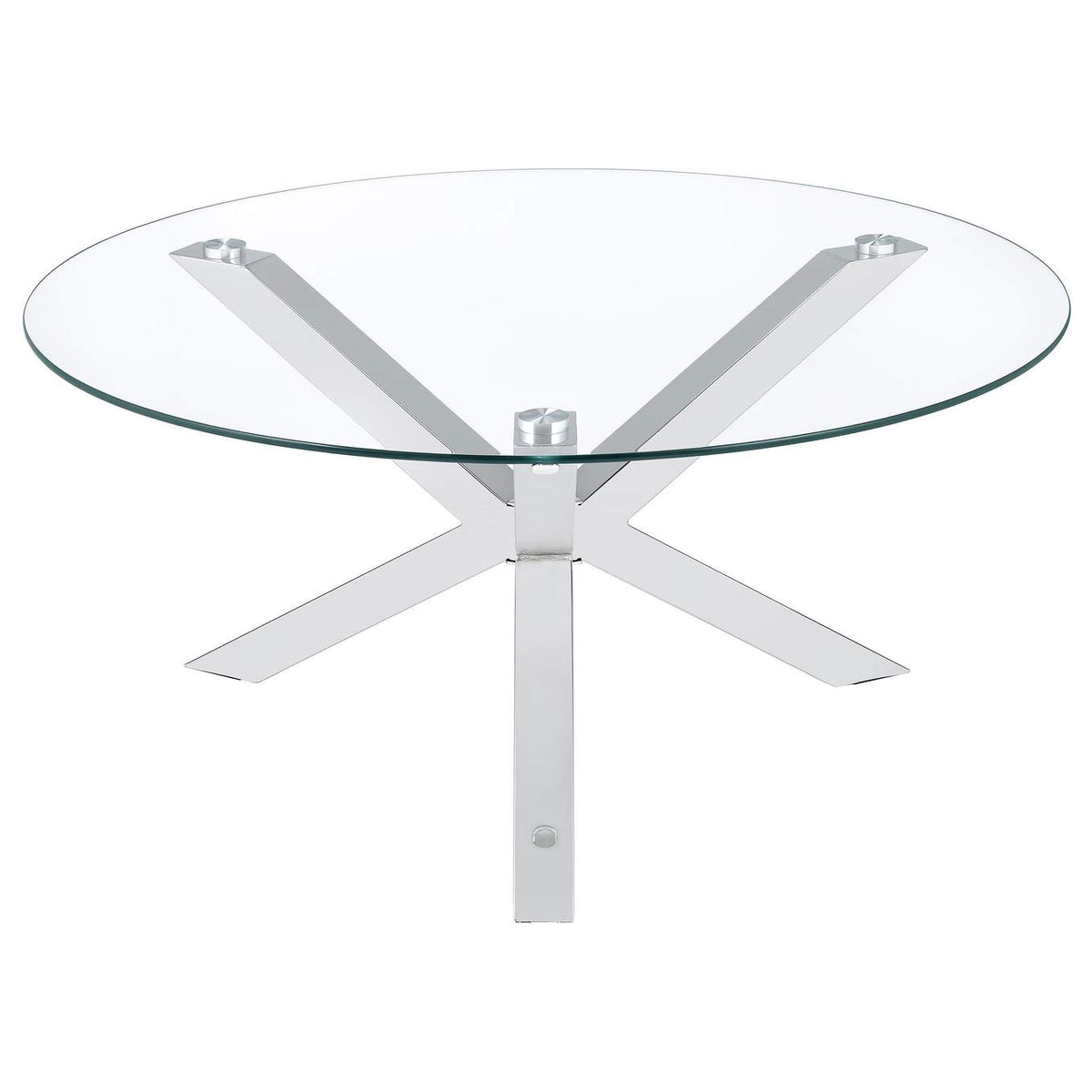 708128 Kenzie Round Tempered Glass Top Cocktail Coffee Table Chrome