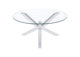 708128 Kenzie Round Tempered Glass Top Cocktail Coffee Table Chrome