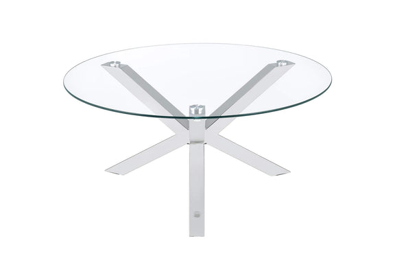 708128 Kenzie Round Tempered Glass Top Cocktail Coffee Table Chrome