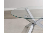 708128 Kenzie Round Tempered Glass Top Cocktail Coffee Table Chrome