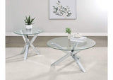708128 Kenzie Round Tempered Glass Top Cocktail Coffee Table Chrome