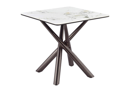 708137 Carvell Square Sintered Stone End Side Table Mirage White
