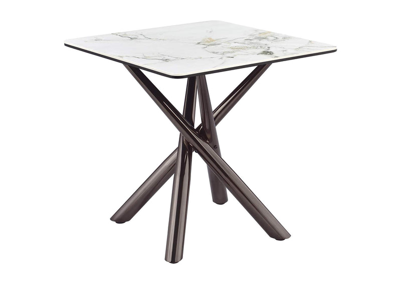 708137 Carvell Square Sintered Stone End Side Table Mirage White