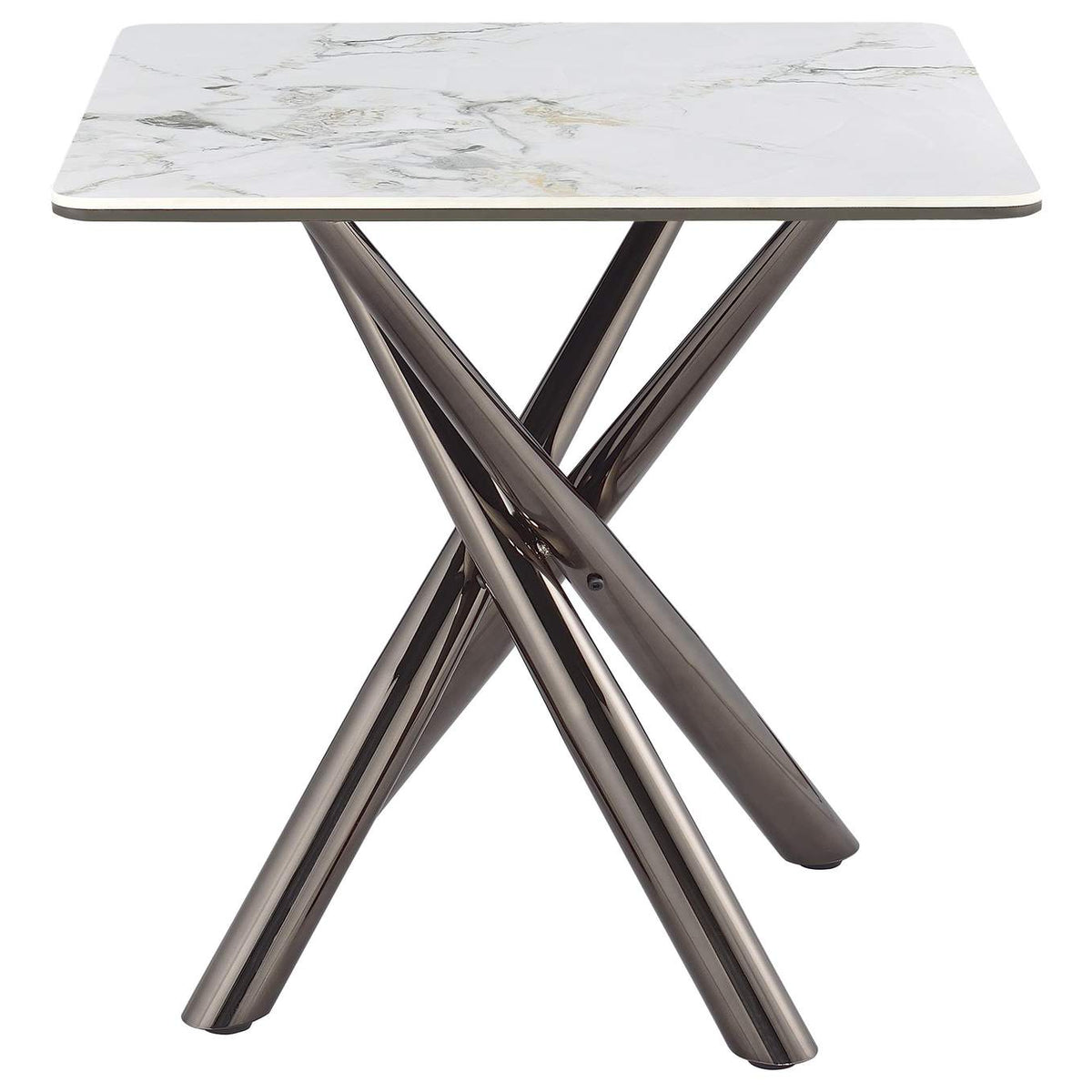 708137 Carvell Square Sintered Stone End Side Table Mirage White