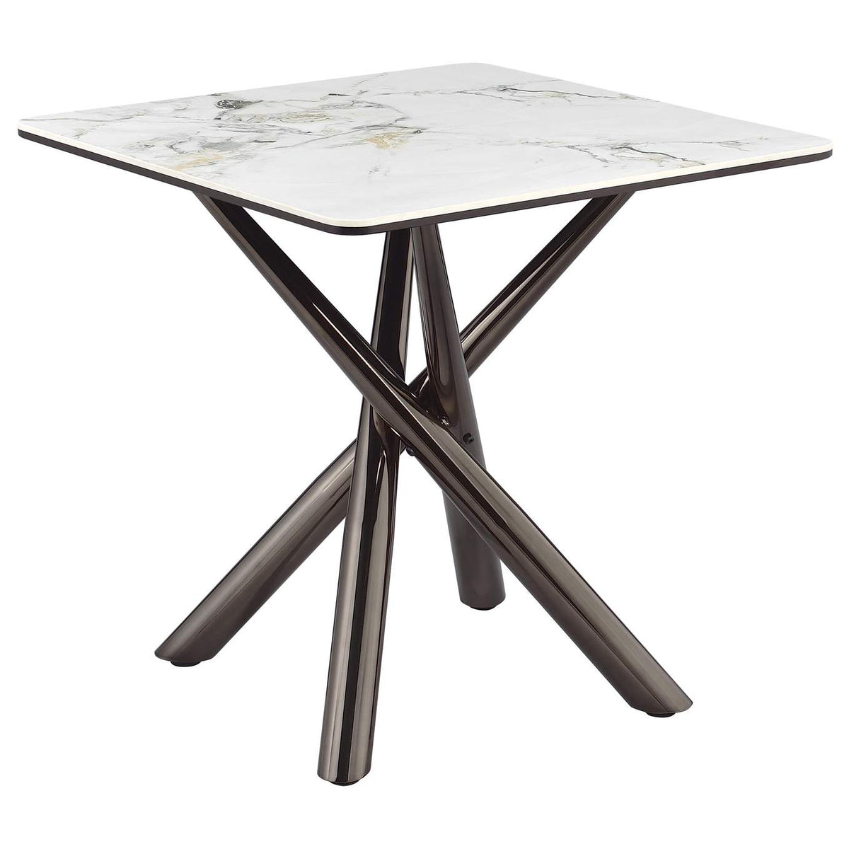 708137 Carvell Square Sintered Stone End Side Table Mirage White