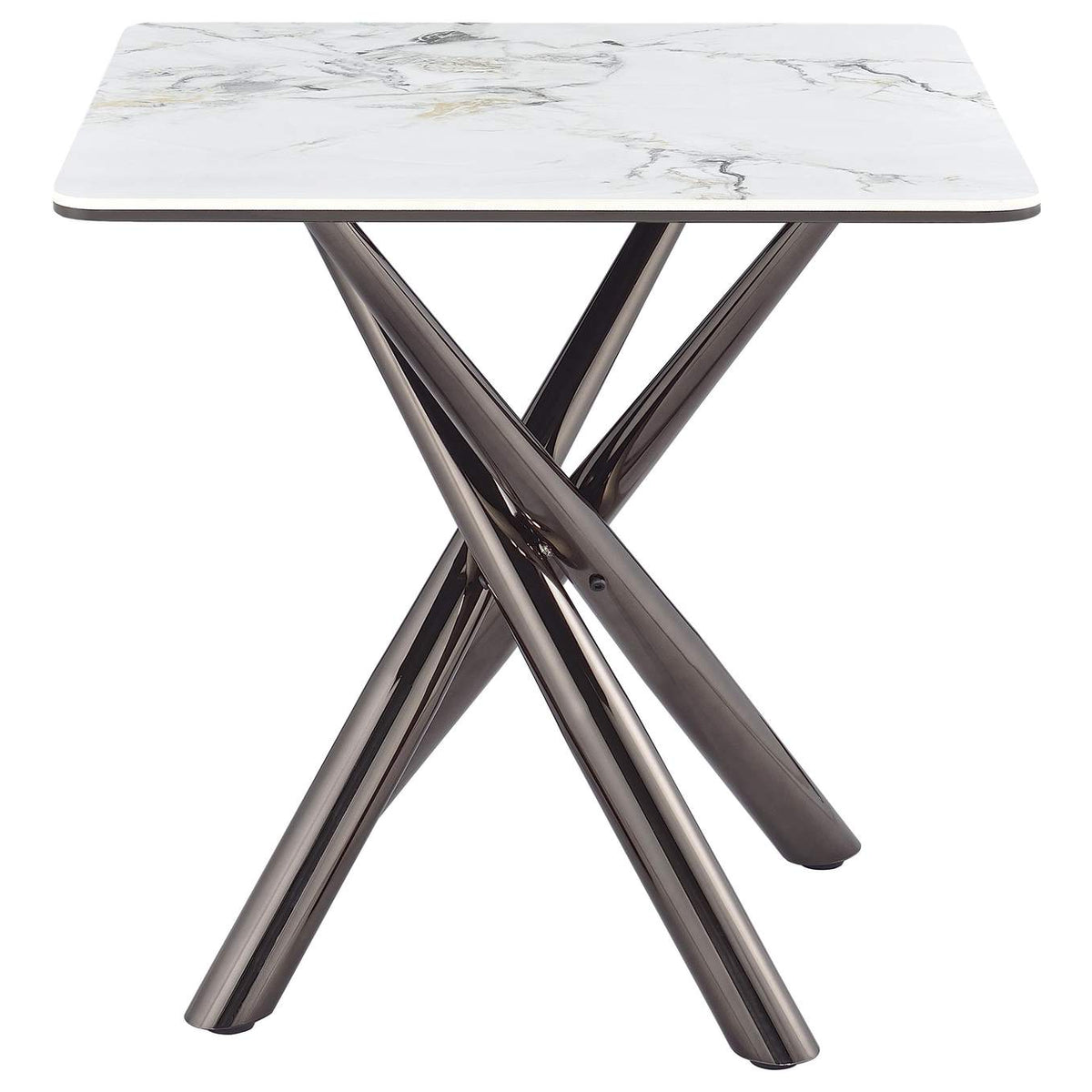 708137 Carvell Square Sintered Stone End Side Table Mirage White