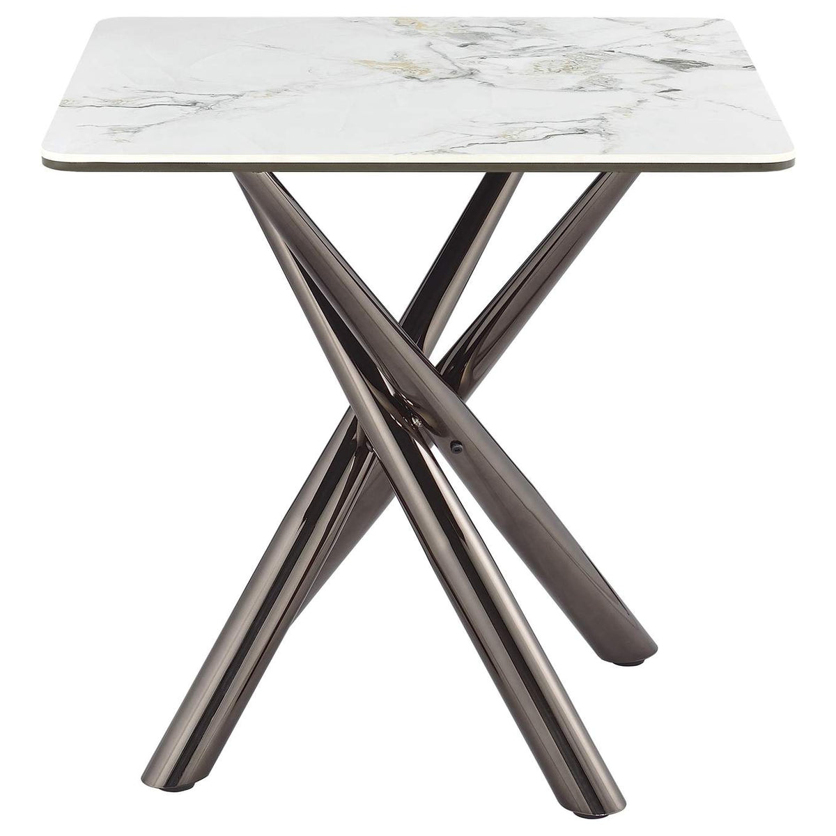 708137 Carvell Square Sintered Stone End Side Table Mirage White