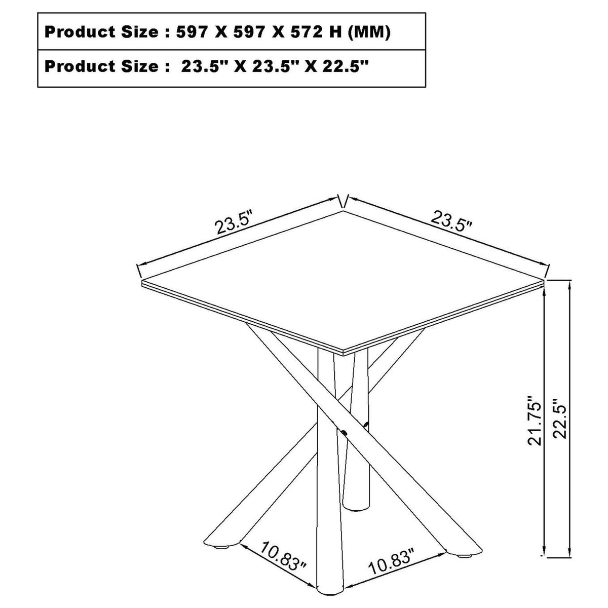 708137 Carvell Square Sintered Stone End Side Table Mirage White