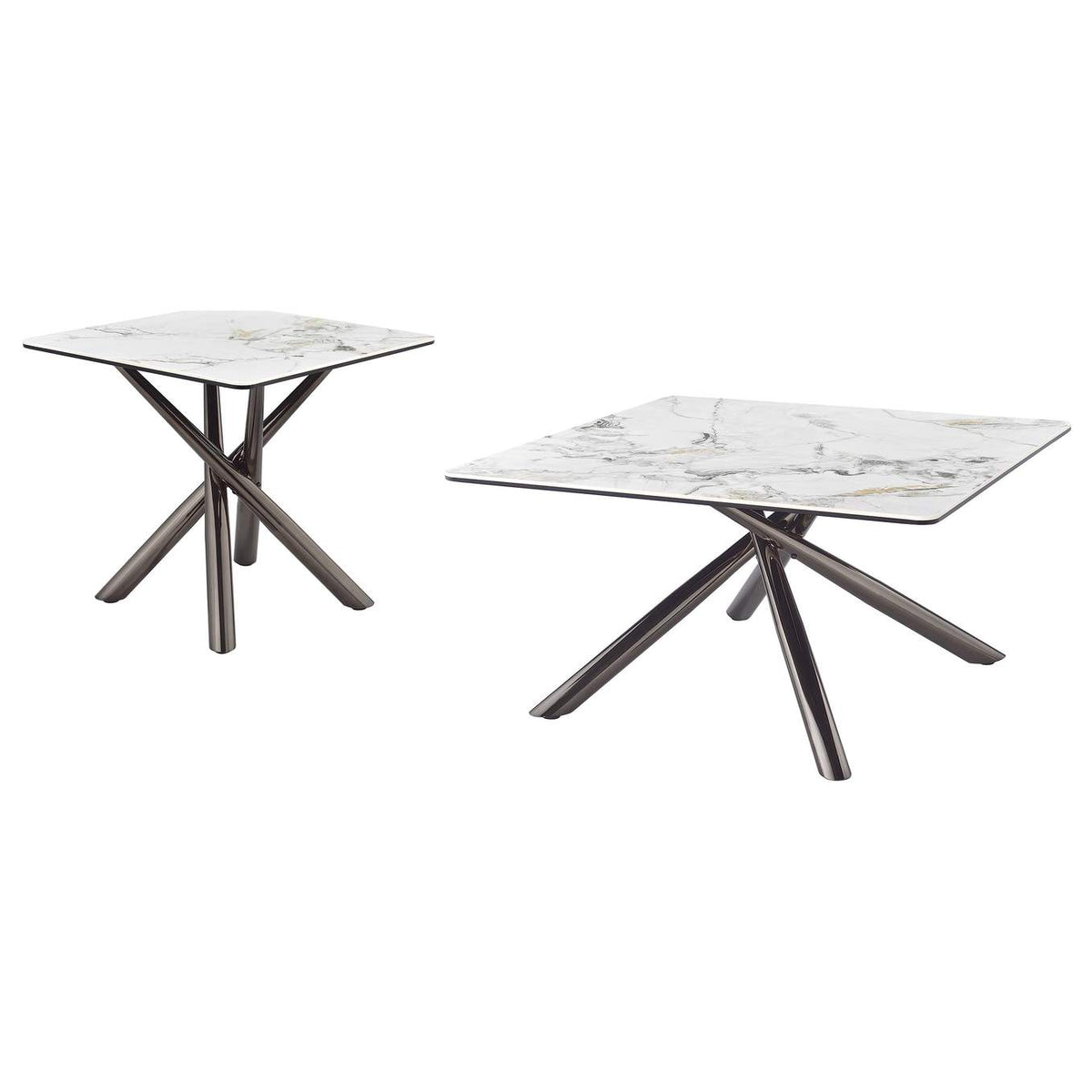 708138-S2 Carvell 2-piece Square Coffee and End Table Set Mirage White