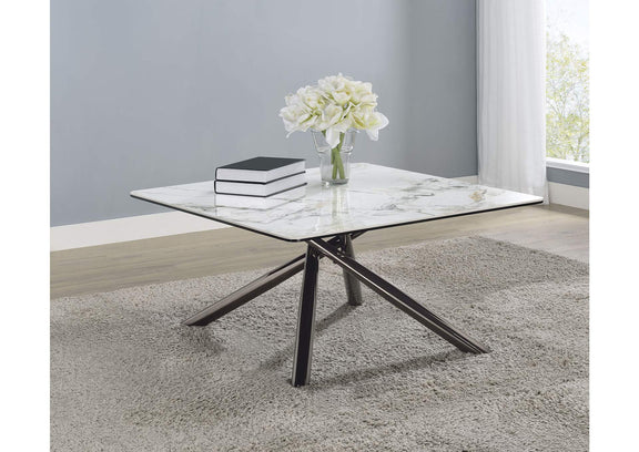 708138 Carvell Square Sintered Stone Top Coffee Table Mirage White