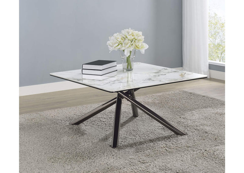 708138 Carvell Square Sintered Stone Top Coffee Table Mirage White