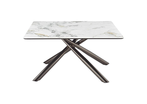 708138 Carvell Square Sintered Stone Top Coffee Table Mirage White